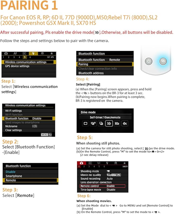 for Canon Wireless Camera Remote Control - Aodelan Rechargeable Shutter Release with OLED Screen for R3/ R10/ M50/ EOS M6 Mark II/R/RP /90D /6D Mark II /R5/T7i/G7 X Mark III;Replaces BR-E1 (White)