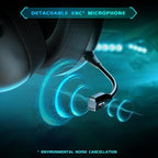 Wireless Gaming Headset for PS5, PS4, PC, NES, Bluetooth 5.3 Gaming Headsets Wireless with Noise Canceling Microphone, Gamer Headphones for Nintendo Switch, 50H Battery - Black