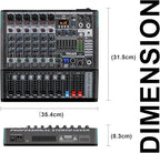 Audio Mixer, TKLBLS Professional 8 Channel DJ Mixer Board with 99-Bit DSP, Sound Board Mixing Console 7-Band EQ Output, USB Audio Interface, Bluetooth 48V Phantom Power For Karaoke Studio Streaming