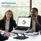 Laptop Stand for Desk, Ergonomic Laptop Riser with 360° Rotating Base, Foldable Notebook Computer Holder Stand Compatible with MacBook Air Pro, Dell XPS, More 10-17" Laptops, Black