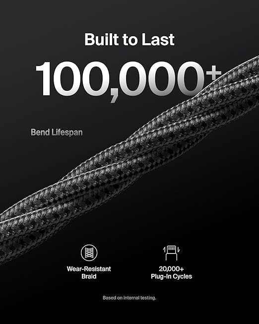 Belkin USB A to USB C Cable 2-Pack, 3.3ft, 15W - Type C Charger, iPhone Charger Cord, Soft, Braided, Flexible for iPhone 16 & 15, Galaxy S25, Pixel 9, iPad Pro, Airpods Pro, Switch & More - Black
