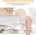 Keyboard Mouse Pad Set, Extended Mouse Pad+Keyboard Wrist Rest Support, Memory Foam Ergonomic Easy Typing, 4Pcs (35.4×15.7 in) Desk Pad Set for Home Office Study Game - Minimalist