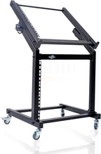 GRIFFIN 19U Rack Mount Rolling Stand (StudioZ PROSteel Series) & Adjustable Mixer Platform Rails – Cart Holder for Audio Music Recording Cabinet – Stage Equipment DJ Gear Storage Case for Amplifier
