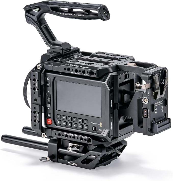 Tilta Camera Cage Pro Kit Gold Mount Compatible with Blackmagic Pyxis 6K/12K | Includes Full Cage, Top Handle, Gold Mount Battery Plate, Side Plate, Bottom Plate, 15mm Baseplate w/Rods, and Mini Tool