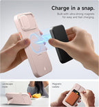 SURITCH for iPhone 12/12 Pro Case with Magnetic Camera Slide Cover and Adjustable Kickstand, Compatible with MagSafe, Shockproof Bumper Case Slim Protective Cover for iPhone 12/12 Pro 6.1 Inch, Pink