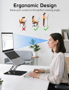 Aluminum Laptop Stand for Desk – Adjustable Ergonomic Laptop Riser, Foldable & Portable Holder Fit for MacBook & 10"-16" Laptops for Office, Home & Travel,Black