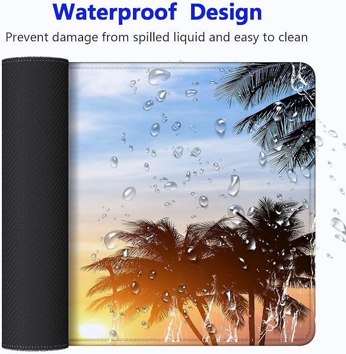Large Gaming Mouse Pad with Stitched Edges, Extended Desk Mousepad with Superior Micro-Weave Cloth, Non-Slip Base, Water Resist Keyboard Pad for Gamer, Office & Home, 31.5 x 11.8 in,Tropics