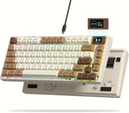 Womier SK80 Retro 75% Keyboard with Color Multimedia Display Mechanical Gaming Keyboard, Hot Swappable Gasket Mount RGB Custom Key Board, Pre-lubed Stabilizer for Mac/Win,Coffee Cat