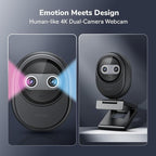 EMEET Piko 4K Webcam for Streaming, World’s 1st Dual-Camera AI-Powered 4K Camera w/AI Autofocus, 3 Mics Array&3 Sound Modes, USB Webcam with Clip, Great for Streaming, Desk Setup and Creative Gifts