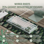 RK ROYAL KLUDGE R75 Mechanical Keyboard Wired with Volume Knob, 75% Keyboard Gasket Mounted, Hot Swappable, Creamy Sound, MDA Profile, PBT Keycaps