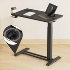 FLEXISPOT Mobile Standing Desk with Wheels Pneumatic Laptop Desk Rolling Computer Cart Movable Height Adjustable Small Sit Stand Desk Computer Workstations Home Use（27.6" W x 15.7" D, Black