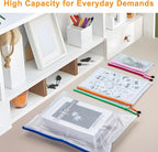 24pcs Mesh Zipper Pouch File Bags, Large Puzzle Storage Bags, A3 17x12 Inch Reusable Classroom Pouches for Organizing, 8 Colors