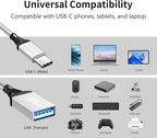 USB C to USB 3.0 Adapter 2 Pack, 10Gbps SuperSpeed - Thunderbolt3 OTG Cable Compatible with MacBook Pro/Air, iPhone 16 15 Pro Max, Samsung S24/S23/S22 (0.59ft, Silver)