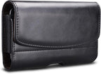 Phone Holster for Samsung Galaxy S25 S24 S23 S22 S21 Ultra S20 FE S10 S9+ S8+ Note 20 A12 A32 A52 A02S A11 A21 A51 PU Leather Cell Phone Pouch with Belt Clip Loop Card Holder,Black