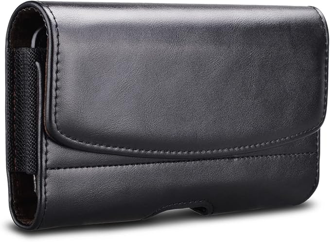 Phone Holster for Samsung Galaxy S25 S24 S23 S22 S21 Ultra S20 FE S10 S9+ S8+ Note 20 A12 A32 A52 A02S A11 A21 A51 PU Leather Cell Phone Pouch with Belt Clip Loop Card Holder,Black