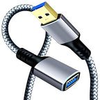 Tan QY USB 3.0 Extension Cable 1.5Ft, USB 3.0 High Speed Extender Cord Type A Male to A Female for PlayStation, Xbox, USB Flash Drive, Hard Drive, Card Reader,Scanner,Printer,Keyboard (Silver, 1.5Ft)