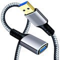 Tan QY USB 3.0 Extension Cable 12Ft, USB 3.0 High Speed Extender Cord Type A Male to A Female for PlayStation, Xbox, USB Flash Drive, Hard Drive, Card Reader,Scanner,Printer,Keyboard (Silver, 12Ft)