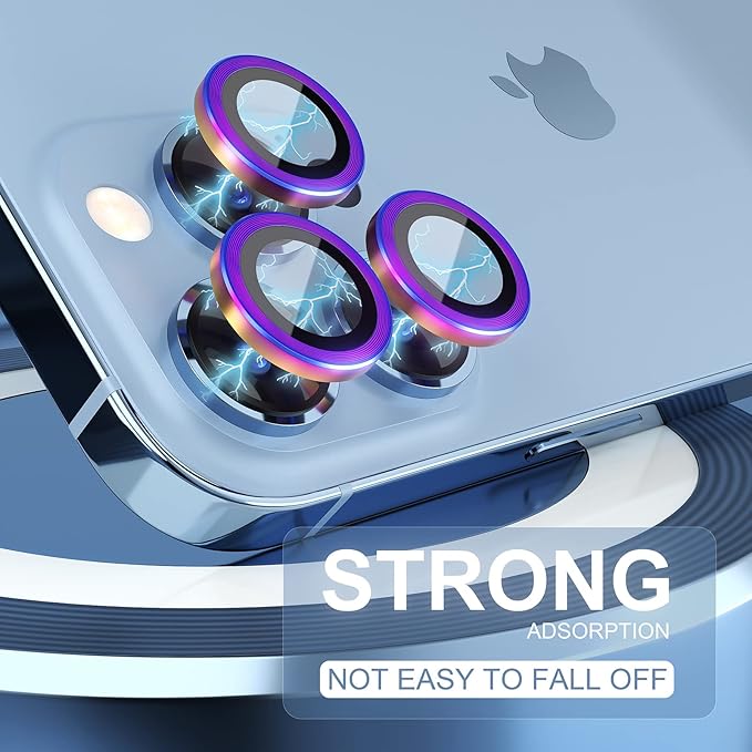 Choiche [3+1 for iPhone 13 Pro/iPhone 13 Pro Max Camera Lens Protector, 9H Tempered Glass Camera Cover Screen Protector Metal Ring Decoration Accessories (Colorful)