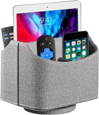 Fanousy 360° Rotating Remote Control Holder, PU Leather TV Remote Caddy Organizer Basket Storage Box with 5 Compartments for Pen, Pencil, Art Supplies, Makeup Brush, Office Desk Table Accessories