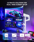 Vertical Dual Monitor Mount for 17-49 Inch Ultrawide Heavy Duty Curved Screen Stacking, Computer Monitor Arm Desk Mount, Gas Spring Adjustable Vesa Stand, White