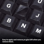 2PCS English Keyboard Letters Replacement Stickers, Large Print Bold White Font on Black Background US Keyboard Letter Stickers for Laptop Desktop Computer Keyboard Alphabet Stickers