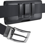 Holster for iPhone 16 16e Pro 15 14 13 12 11 10 XR Xs X, Samsung Galaxy S25 S24 S23 5G - Cell Phone Belt Holder Case with Clip - ID Card Magnetic Pouch - Black