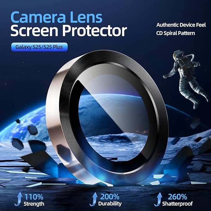 X-it Camera Lens Protector for Samsung S25 Plus, 9H Tempered Glass, Independent Metal Aluminum Edge Original Protection Design, Suitable for Phone Case, Anti-scratch, Anti-reflective,PinkGold