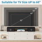 45" Large TV Riser with Fabric Drawers for 32-60 inch TV, TV Stand Riser with Steel Legs, Tabletop TV Riser Shelf, Monitor Stand Riser for Home Office, Black