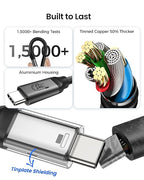 Silkland USB C Monitor Display Cable Right Angle 4FT [5K/4K@60Hz 8K@30Hz], 90 Degree USB C 3.2 Gen 2x2 Video Cable, 20Gbps Data Transfer, 240W Fast PD Compatible for MacBook Pro, iPad, iPhone 16