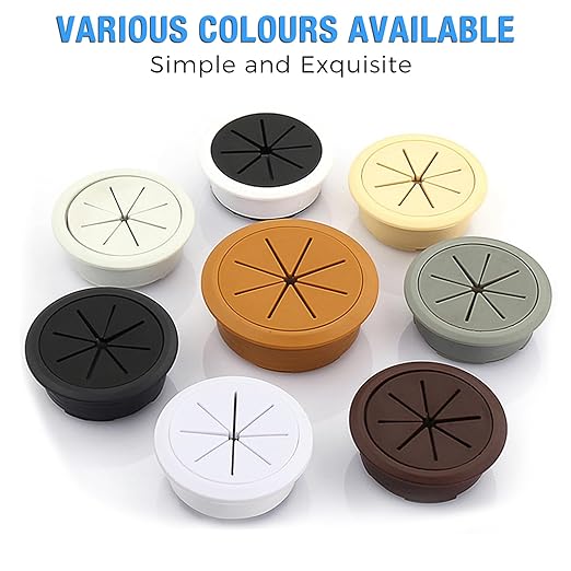 Desk Grommet 2" (50 mm), Desk Hole Cover for Cables White, Cable Grommet ABS Plastic, Desk Hole Grommet for Office and Home Table Cable, Detachable & Flexible Cable Cord Organizer-4 Pcs