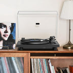 Record Player Wireless Output Turntable Carbon Fiber Tonearm Vinyl Player Aluminium Platter Belt-Drive LP Turn Tables 2 Speed RPM Phono RCA Line Output AT-3600L MM Cartridge Audio Sound Pure Black