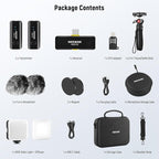 NEEWER Vlogging Kit for Phone with RGB LED Light/Lavalier Wireless Microphone System/Selfie Stick Phone Tripod, Content Creator Essentials for iPhone Android Podcast YouTube, PA048