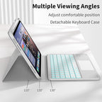 JKSML for iPad(A16) 11th/10th Generation Case with Keyboard (11/10.9 inch) 2025/2022, 7 Color Backlight Detachable Bluetooth Cover with Trackpad, Flip Stand Case Thin with Pencil Holder, Haze Gray
