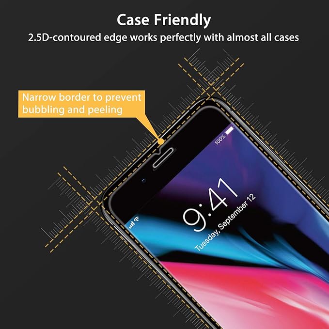 UNBREAKcable Screen Protector for iPhone SE 2022/SE 2020, iPhone 8/7 [2-Pack] - [Easy Installation Frame] [Double Hardness] [Bubble Free] Tempered Glass Screen Protector for iPhone SE/8/7-4.7 Inch