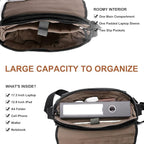ESTARER Messenger Bag 17-17.3 Inch, Men's Computer Bag Water-resistant Canvas, Teacher Laptop Satchel for Work Office College, Dark Grey