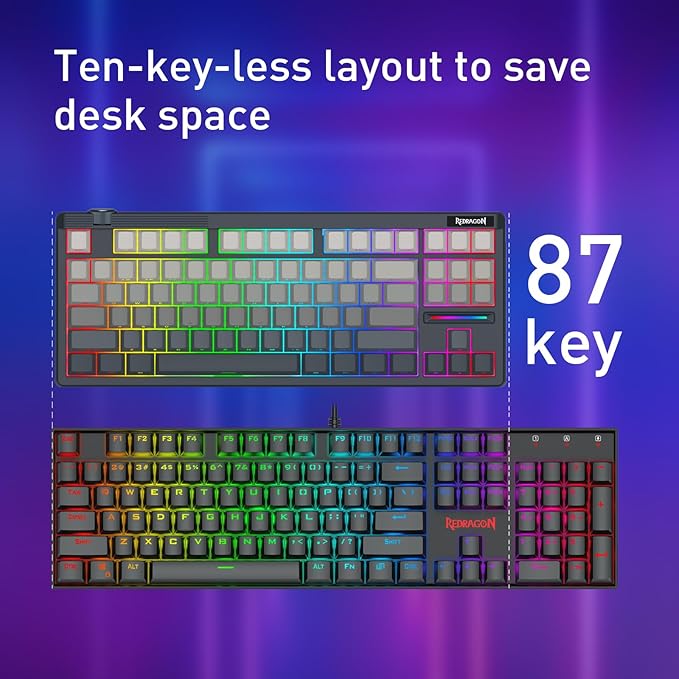 Redragon K729 PRO 80% Wireless Gasket RGB Gaming Keyboard, 3-Mode TKL Mechanical Keyboard w/Knob Control, Gradient PBT Keycaps, Hot-Swap South-Facing Socket & 5-Layer Dampener, Custom Silent Switch