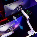 Gaming Monitor Arm for Flat/Ultrawide/Curved Monitors 32 to 60 inch, Heavy Duty Monitor Stand Load up to 20 kg, VESA 75/100 mm Mount (White)