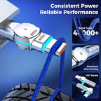 USB C to USB C Cable 6.6ft,240W 2-Pack Braided 180°Rotating Type C Charging CableFast Charge for iPhone 15/16/16Pro/16Plus/16ProMax,MacBook Air,iPad Pro,Pixel,Samsung Galaxy S23/S24 Ultra-Blue