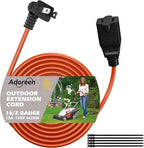 90 Degree 2 Prong Polarized Outdoor Power Extension Cord 35 FT, Angled Low-Profile Plug, 16 Gauge 125V SJTW Waterproof Long Cable for Home Office Lawnmower Garden Tools Lights, ETL+Ties-Bright Orange