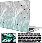 for MacBook Air 13.6 Inch Case 2025 2024 2023 2022 Release Models: M4 A3240 A3113 M3 A2681 M2, Plastic Hard Shell Case Cover for Mac Air 13.6 Retina Display & Touch ID，Silver Green Gradient