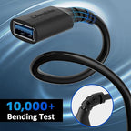 3 Pack USB 3.0 Extension Cable 2 FT, Short USB A Male to Female Extender Cord, 5Gbps Data Transfer for Webcam, Printer, Keyboard, Flash Drive, Hard Drive, Controller, Black Cable with 5 Cable Ties