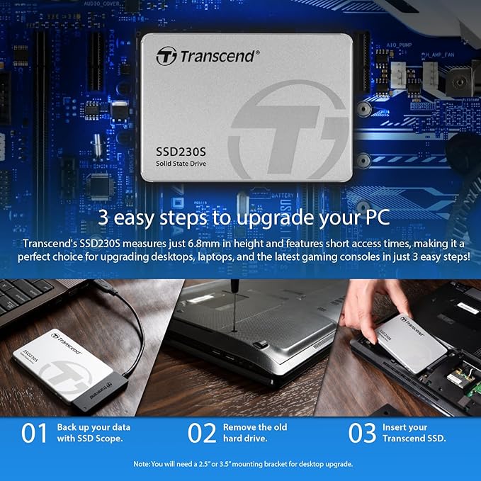 Transcend 128GB 2.5" SATA III 6Gb/s SSD with DRAM, Up to 560MB/s, Compatible with PS4, Laptops&Desktops, PCs&Notebooks, Internal Solid State Drive with SLC Cache, 3D TLC NAND, RAID Engine, LDPC Coding