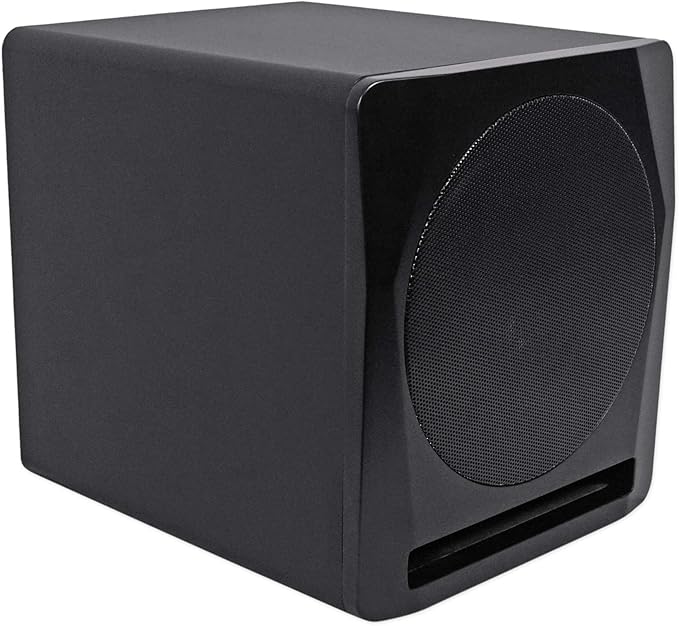 Rockville APM10B Active Studio Subwoofer in Black, 10"", 400W, MDF Wood, RCA/XLR/Optical, Front-Firing Port, Perfect for Studios and Music Production