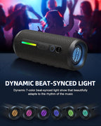 OHAYO Portable Bluetooth Speaker - IPX7 Waterproof, Wireless Stereo Pairing, 25-Hour Playtime, 24W Loud Sound, Bluetooth 5.3, Bass Boost, LED Lights, for Home/Shower/Outdoor/Beach/Travel, Gift Ideas
