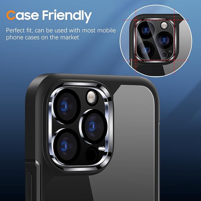 UniqueMe 𝑵𝑬𝑾 𝟮𝟬𝟮𝟮 [ 3 Pack] Compatible with iPhone 12 Pro Max 6.7" Camera Lens Protector Tempered Glass,[Case Friendly][Scratch-Resistant][Does Not Affect Night Shots] -Black Circle
