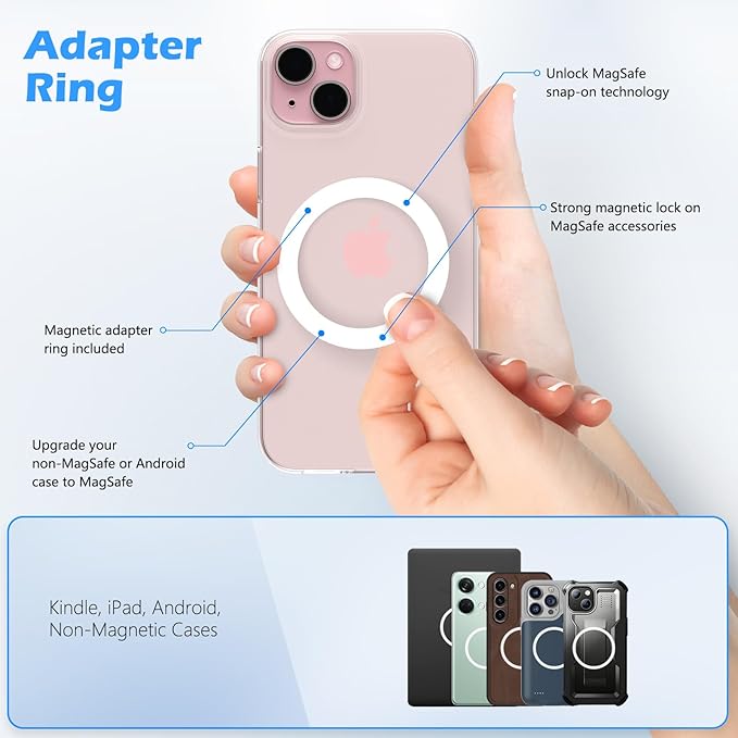 imluckies Magnetic Base Compatible with PopSocket Phone Grips and MagSafe iPhone Series Case, Removable Kindle/Phone Holder Base, Thin & Light Portable Plate, Matte Pink