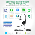 Yealink UH34 USB Headset with Noise Cancelling Mic, Work Headset for PC, Teams Certified Headphones for VoIP Phone Softphone, in Line Control