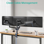 WALI Triple Monitor Mount for 13-27 inch Screens, Adjustable 3 Monitors Desk Mount with Swivel, Tilt, Clamp & Grommet Kit, Gas Spring Arm Triple Monitor Stand, VESA 75x75/100x100mm (GSDM003), Black