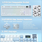 AULA S98 Pro Wireless Mechanical Keyboard,Smart Screen & Knob,Tri-Mode BT5.0/USB-C/2.4GHz Creamy Keyboard,Pre-lubed Linear Switches,Hot Swappable RGB Backlit Computer Gaming Keyboards