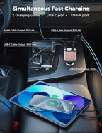 【Upgraded】 SUPERONE Retractable Car Charger 4 in 1, Fast Car Phone Charger with Cord 2.6ft, USB C Car Charger Adapter, Compatible with iPhone 15/15 Pro Max/14/13/12/11, Galaxy, Pixel